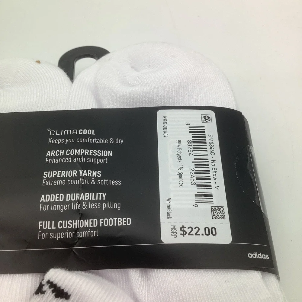 Adidas Mens Arch‎ Compression Climacool No Show Socks 6 Pair Size Medium NWT
